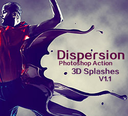 极品PS动作－3D液体溢出(含高清视频教程)：3D Splashes V1.1 Dispersion Photoshop Action